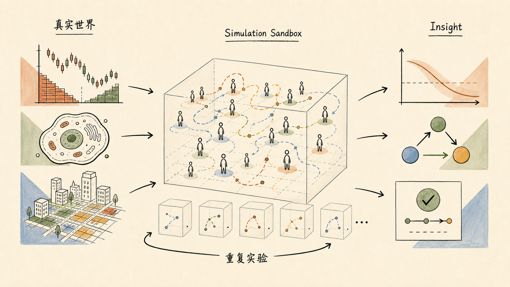 Simulation Sandbox: real-world systems mapped into an implicit simulator for repeated experiments